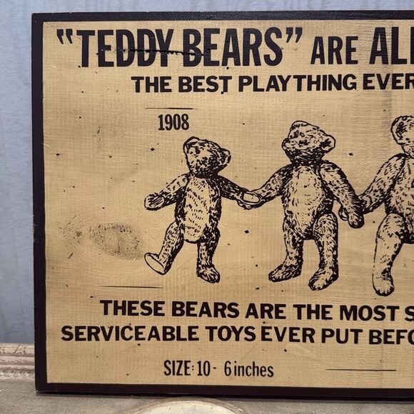 Wooden Teddy Bear Advertisement Sign - Picture 3 of 9